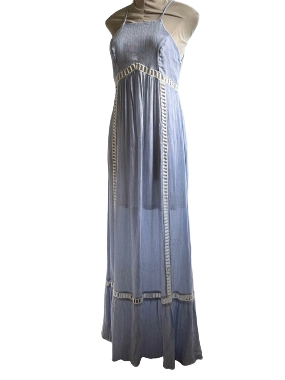 Doe & Rae Pale Blue Maxi Dress with Crochet Inset - Picture 13 of 13